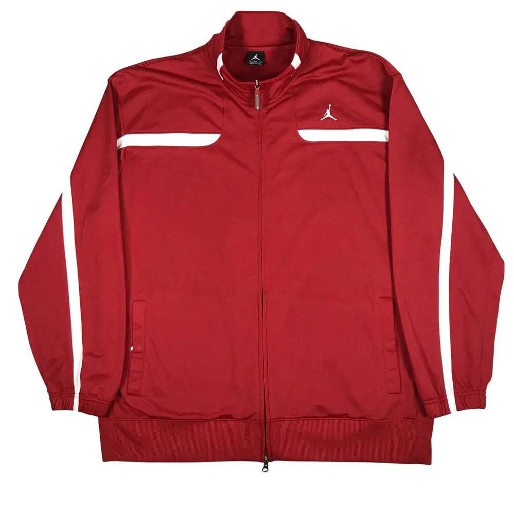 Jordan Jacket Mens XXL Red White Full Zip Jumpman Track Mock Neck